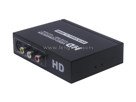 3RCA AV CVBS Composite S-Video R/L Audio to HDMI 3.5mm stereo Converter Adapter Upscaler