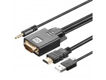 VGA Male to HDMI Male Cable 1080P TV AV HDTV Video Converter Adapter up to 20M with Audio USB for power 