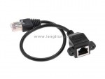 RJ45 Male to Female Screw Panel Mount Ethernet LAN Network 0.3m Extension Cable