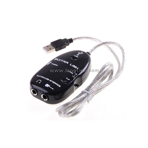 Guitar To USB Interface Link Cable for PC//MAC Recording 6.3mm Jack White