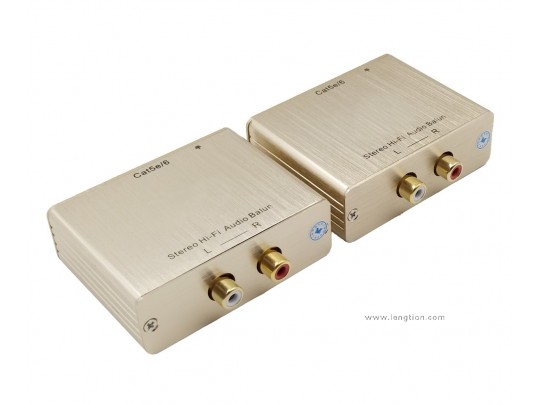 Analog Stereo HI-FI RCA RL Audio Balun Extender Over UTP Cat5e RJ45 1000 meter Passive 20 Hz to 20 KHz