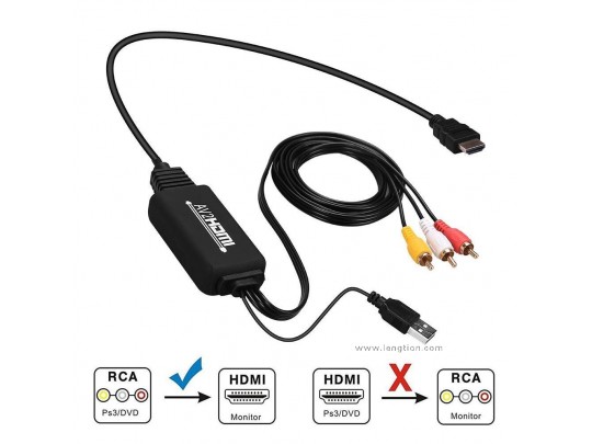 RCA AV to HDMI Converter Cable AV 3RCA CVBS Composite Audio Video to 1080P HDMI PC Laptop Xbox PS3 PS4 TV STB VHS VCR Camera DVD