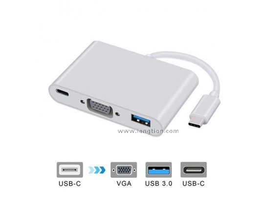 Type C Hub VGA Adapter USB 3.1 Type C USB-C to Female VGA USB3.0 Adapter Cable for New Macbook 12 inch Chromebook Pixel
