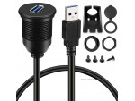 USB 3.0 Mount Waterproof Cable USB Extension Flush Dash Panel Mount Cable for Car Truck Boat Motorcycle Dashboard