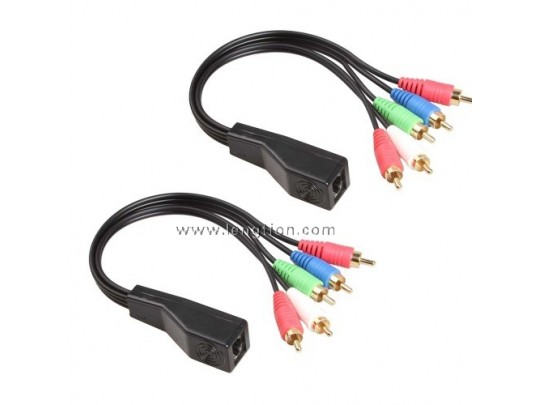 5RCA RGB Ypbpr to RJ45 AV Component Video R/L Stereo Audio Balun Over cat5e/6 Extender for SKY HD Blu Ray DVD