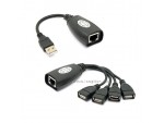 4 Port USB to Ethernet RJ45 Adapter Extender Over 150ft Network Extension Cable For mouse Keyboard Camera PC
